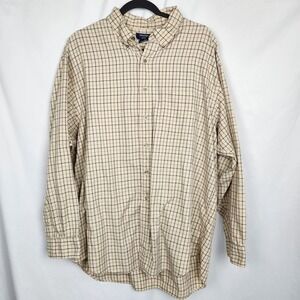 Brooks Brothers Men's Brooks Sport Beige Check Cotton Casual Shirt  XLarge‎